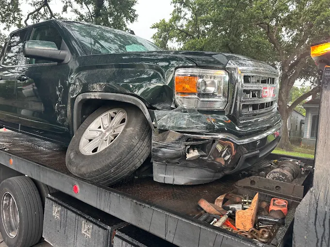 GMC crashed car