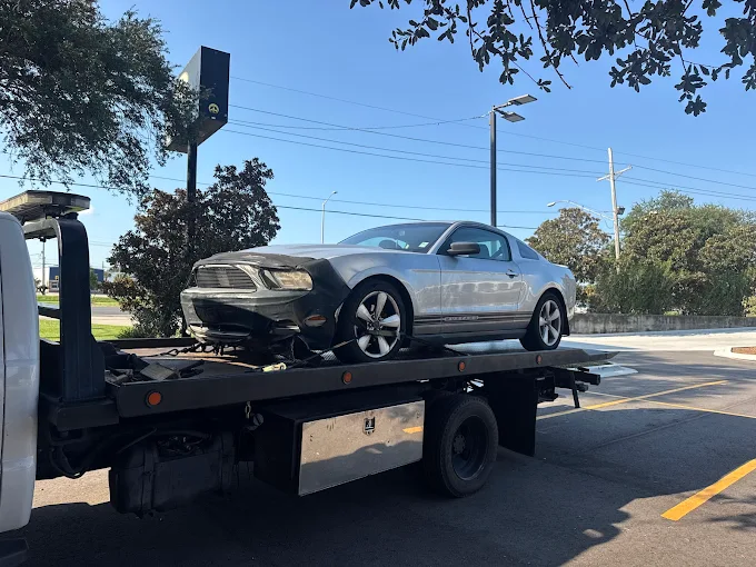 silver car towing